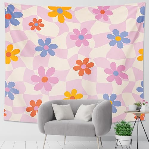 Tapices florales para pared, diseño de dibujos animados, a cuadros, a la moda, a cuadros, rosa, lila, azul, poliéster, telón de fondo, decoración, cafetería, techo, sala de estar, dormitorio, bar