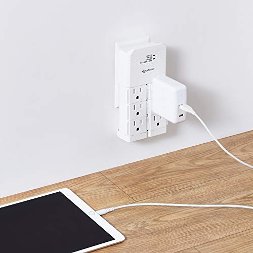 Amazon Basics Rotating 6-Outlet Surge Protector Wall Mount, 1080 Joules, White #TOP5
