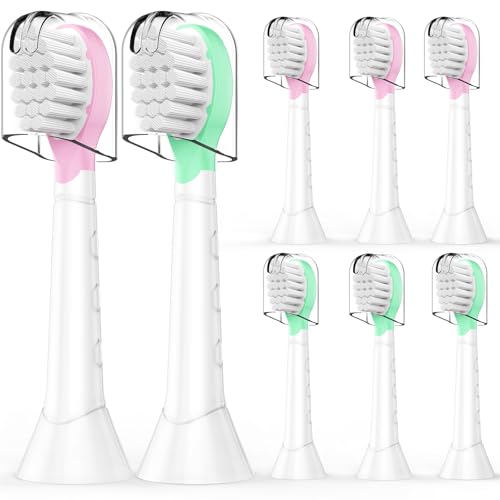 8 Pezzis Testine di Ricambio Compatibili con Philips Sonicare, Testine Spazzolino Elettrico, Spazzole di Ricambio per Bambini, Mini Spazzole di Ricambio, dai 3 ai 5 anni