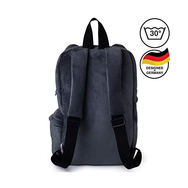 corimori Plüsch-Rucksack für Teenager und Erwachsene, rot schwarz, Ember der Punk Bär – Bild 6