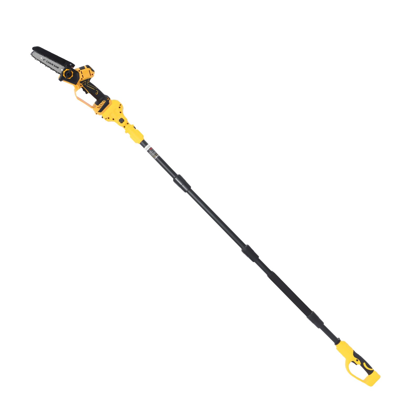 Akumulatorowa sekator pionowy 2 w 1, 15 cm, mini piła łańcuchowa z przedłużeniem 2 m, drążek o długości 200 W, bezszczotkowy silnik 600 W, obrotowa głowica silnika o 180°, elektryczna piła łańcuchowa