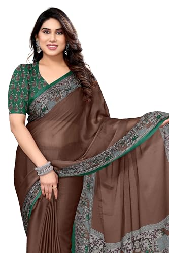 Image of MIRCHI FASHION Saree for Woman Chiffon Madhubani Print | Breathable Comfortable Printed Saree for Office and Regular Use (Available in 15 Designs)