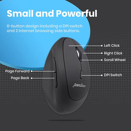 Perixx PERIMICE-719 Right-Handed Wireless Mini Vertical Mouse, 3 Level DPI by Perixx - Image 2