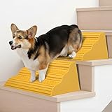 Moderate 3-Step Stair Ramp for Aged & Injured Pets, Lightweight Pet Ramp with Non-Slip Surface for Small Size Dogs Cats, Dog Wedge Ramp for Stairs/Staircases(120LBs Loading, 2PCS)
