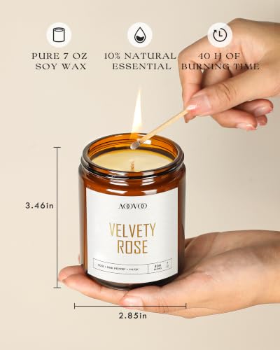 Image of AOOVOO Candles Set - 6PC Scented Candles, Soy Candle, Aromatherapy Candle, Soy Wax Candle, Candle for Home Scented, Velvety Rose /Fresh Cedar /Earthy Patchouli /Woody Jasmine /Warm Mahogany /Creamy Fig