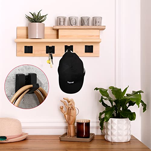 Queekay 4 Pcs Folding Hideaway Coat Hooks Heavy Duty Wall Towel Hooks for Bathrooms Retractable Coat Space Aluminum Wall Hanging Holder for Closet Scarf Hat Robe Key Purse Bag(Black) by Queekay - Image 3