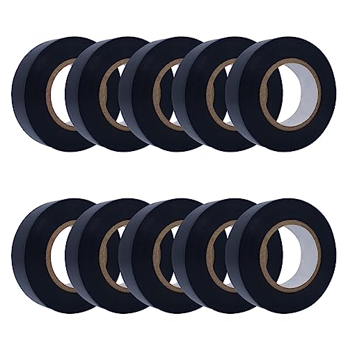 CHAWLA Electrical Tape 10 Rolls - 18mm x 20m Strong Self-Adhesive Waterproof PVC Insulation Tape for Insulating Protecting Repairing Loose or Broken Electrical Wires (BLACK)