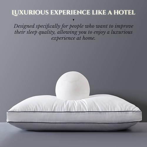 ELNIDO QUEEN Goose Feather Down Pillows Queen Size Set of 2，Luxury Hotel Collection Bed Pillows for Sleeping， Down Surrounded Pillows 2 Pack, Soft ＆ Fluffy for Side, Back Sleepers 20x30 in - Thumbnail 3