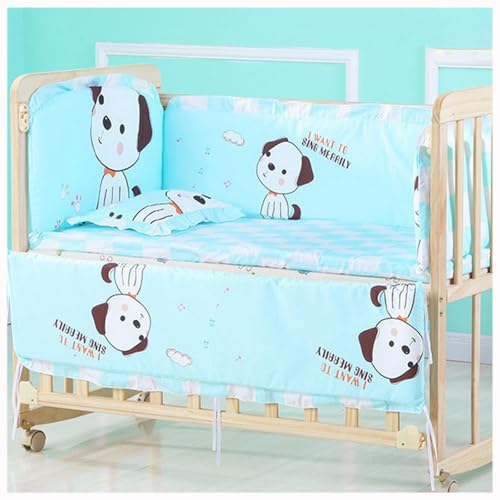 WXJHNYBS Protector Cuna, 4 Caras,Algodón Puro Chichoneras Cuna 60x120 con Colchón Y Almohada,Fácil De Instalar Protector Cuna para Cuna,A-120x65cm