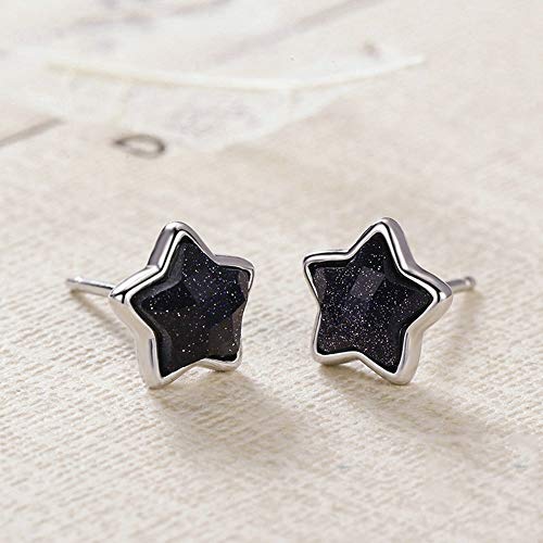 Fu You Boucles d'oreilles en Argent 925 Clous d'oreilles étoiles avec Pourpre Scintillant Pierre Petites Boucles d’Oreilles pour Femme Fille