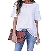 Blooming-Jelly-Womens-Chiffon-Blouse-Summer-Casual-Round-Neck-Short-Sleeve-Pom-Pom-Shirts-Top Blooming Jelly Womens Chiffon Blouse Summer Casual Round Neck Short Sleeve Pom Pom Shirts Top (Large, White)