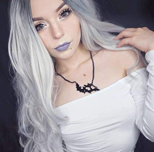 Besuante BW-001 Beautyself Silver Grey Costume Wigs For Women Halloween Curly Long Wavy Fashion Cosplay Ombre Black Mix Gray Hair Wigs thumb #1