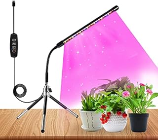 LED Grow Light, Plant Light for Indoor Plants, 20 LEDs Grow Lamp with Small Tripod, 3H/9H/12H Timing Auto On&Off & 3 Switch Modes, Plant Lamp for Seedlings and Succulents (No Adapter)