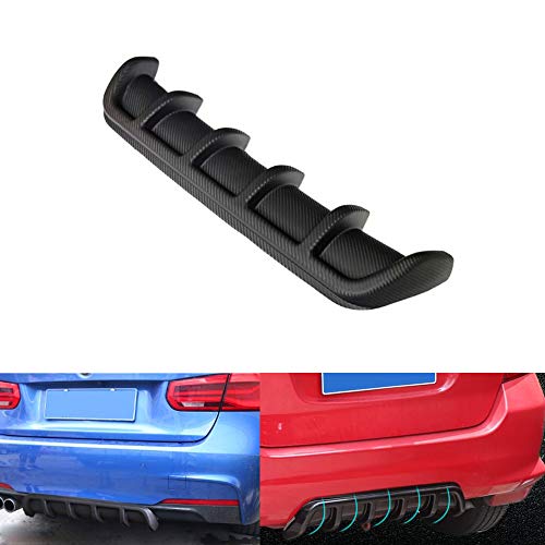 idain Rear Bumper Lip Diffuser Shark Fin Curved Type Spoiler Bumper Lip Diffuser Kit Car Spoiler for Modification Decoration,3D Carbon Fiber Texture