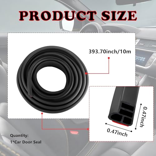 Upgrade Thickness Automotive Weather Stripping for Protecting & Car Noise Reduction,32.8Ft Rubber Seal Strip,Universal Car Door Seal Fit Hood,Front Door,Trunk