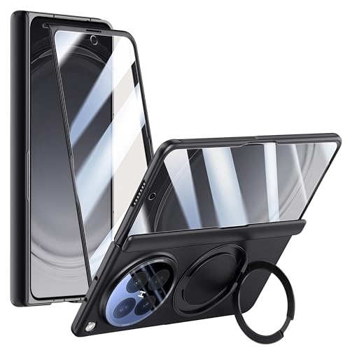 Coque Oppo Find N6 noire avec protège-écran et support bague