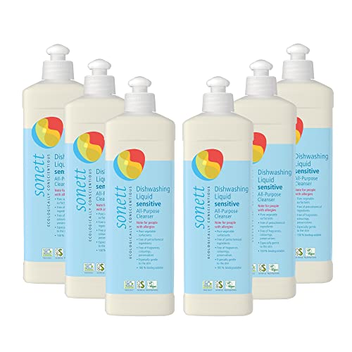 Image of Sonett Organic Dishwashing Liquid, All Purpose Cleaner Sensitive Skin For People With Allergies 17 Fl.Oz (Pack of 6)