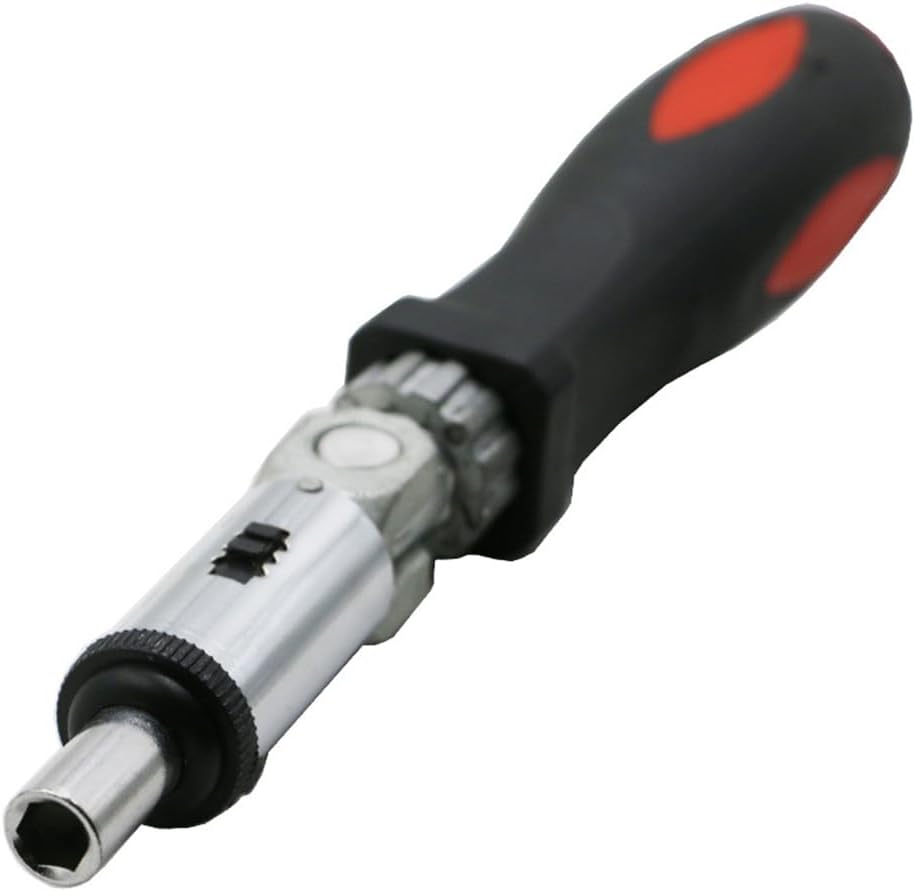 ULTECHNOVO 1/4 Inch Screwdriver Handle with 180 Adjustable Ratcheting Multi-Bit Holder Hex Driver for Hard-to-Reach Fasteners Comfortable Cushion Grip