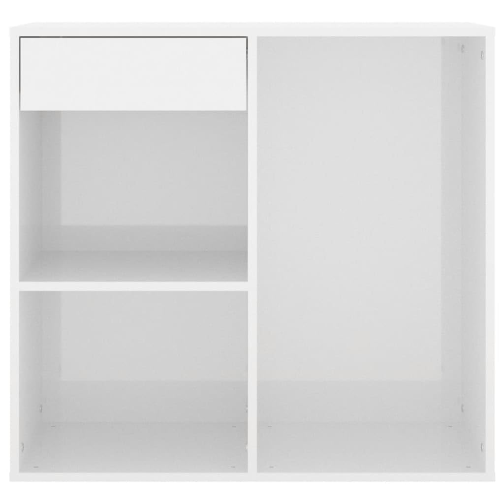 Kosmetikschrank Hochglanz-Weiß 80x40x75 cm Holzwerkstoff Beistellschrank für Schminktisch Organizer Schminkkommode mit Schublade und Fächern für Kosmetik Make-up