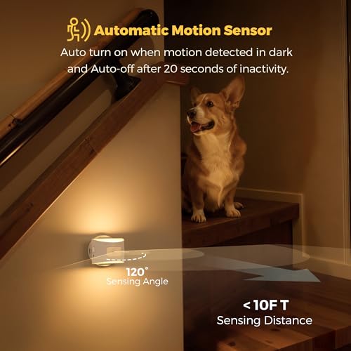 Image of L LOHAS LED Motion Sensor Night Light, Rechargeable Stair Lights Indoor, Portable Warm White Motion Sensor Light Indoor, Battery Operated for Bedrooms, Hallway, Stairway & Bathrooms[2 Pack]