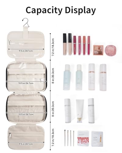 Image of Narwey Large Hanging Toiletry Bag Travel Makeup Bag Cosmetic Organizer for Women and Girls, AB-Black, Medium