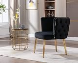 EALSON Velvet Accent Chair Modern Tufted Armchair with Gold Legs Comfy Upholstered Living Room Chair