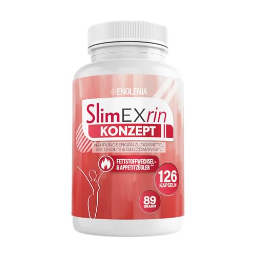 SlimEXrin&reg; KONZEPT &ndash; Stoffwechsel & Appetitz&uuml;gler &ndash; Hochdosiert mit Cholin und Glucomannan &ndash; Extrem, schnell & endlich &ndash; f&uuml;r Frauen und M&auml;nner &ndash; Nahrungserg&auml;nzungsmittel, 126 Kapseln
