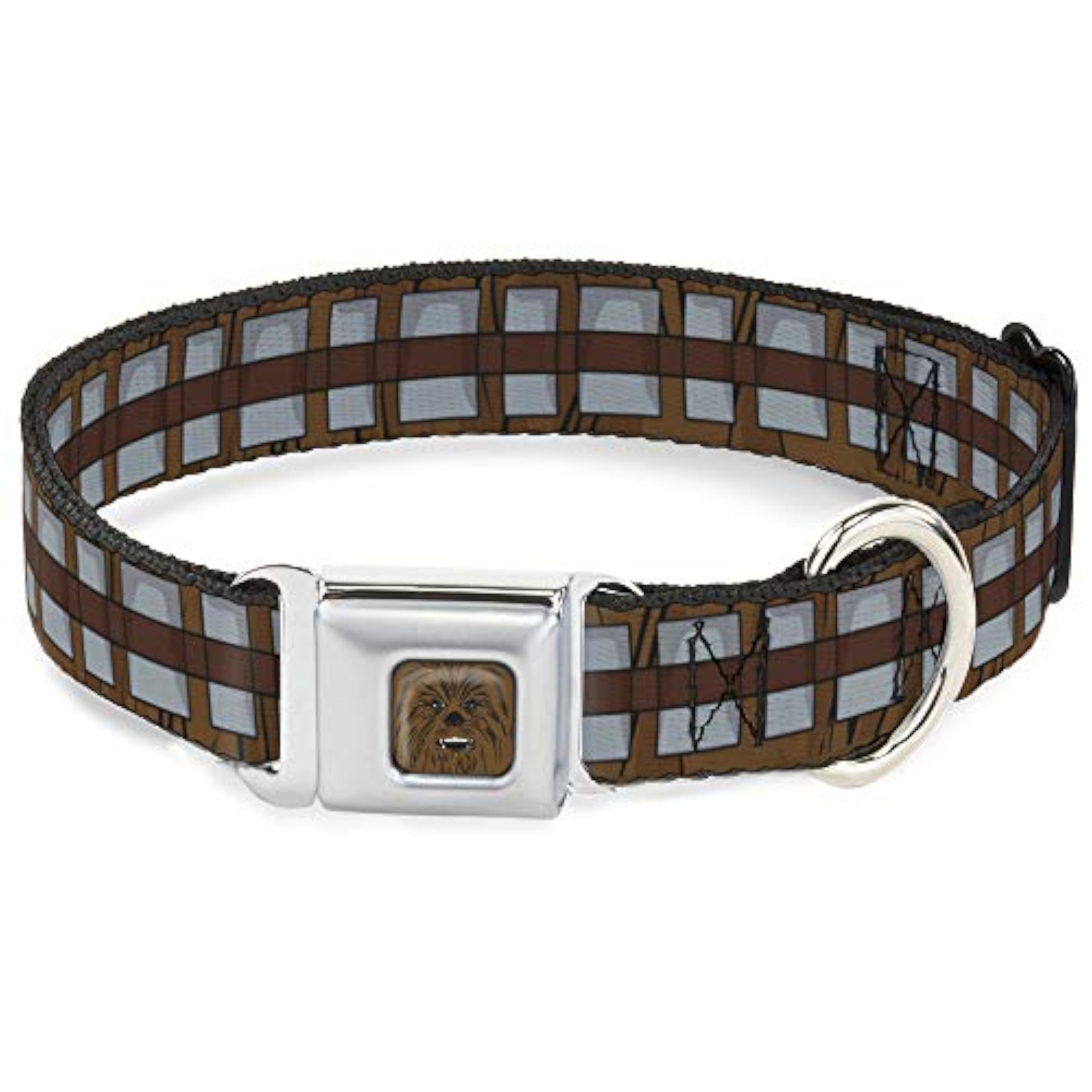 Buckle-Down Collar de Perro con Hebilla para cinturón de Seguridad de Star Wars Chewbacca Bandolier Bounding Browns Gray 16 a 23 Pulgadas 1.5 Pulgadas de Ancho, Multicolor (DC-SB-SWBBQ-WSW109-1.5-M)