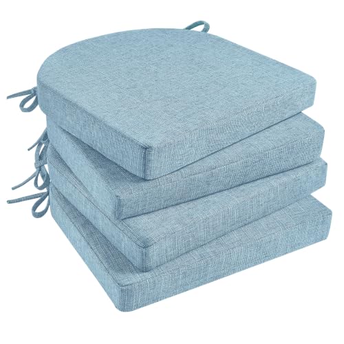 Basic Beyond Chair Cushions for Dining Chairs with Ties and Removable Cover, 2" Thick Seat Cushions for Kitchen Chairs, Set of 4, 17" x 16", Baby Blue