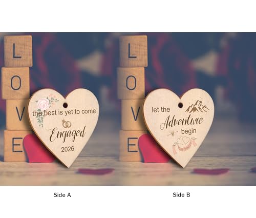 EYITUPC Rotating Engagement Picture Frame - Engagement Gifts for Couples 2026, Holds Two 4x6 Photos, Real Glass Cover, Rustic Wooden Design with Heart Pendant, Gift-Ready Packaging