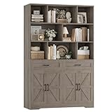 HOSTACK 71' Tall Bookcase with Drawers and Doors, 47' Wide Book Shelf and Bookcase...