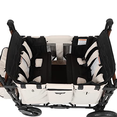 Keenz Xc+ 2.0 - Luxury Comfort Stroller Wagon | Foldable 4 Passenger Quad Seater With Adjustable Canopy | Cream #TOP3
