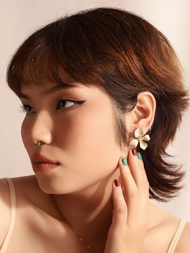 OJERRY Elegant Pastel Flower Stud Earrings for Women, Floral Earrings Jewelry Accessories Romantic Cool Gifts for Her Women in Their 20s 30s2
