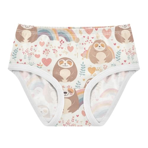 Wusikd Cute Sloth Hearts Girls' Underwear Cotton Rainbows Girls Briefs Soft Toddler Underwear 2T