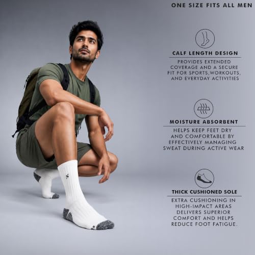 Supersox Calf Length Sports Socks for Men, White, Pack of 3 - Image 5