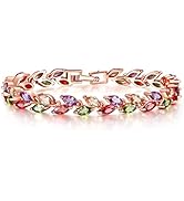 YAZILIND Buckle Bracelet Rose Gold Plated Color Leaves Shape Cubic Zirconia Jewelry for Women (19cm)