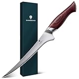 SANMEIHO Coltello per Sfilettare 18 cm, Coltello Affilato per Disossare il Pesce per Carne in Acciaio Giapponese 10Cr15Mov, Coltello da Cucina con Manico Ergonomico in Legno di Pakka