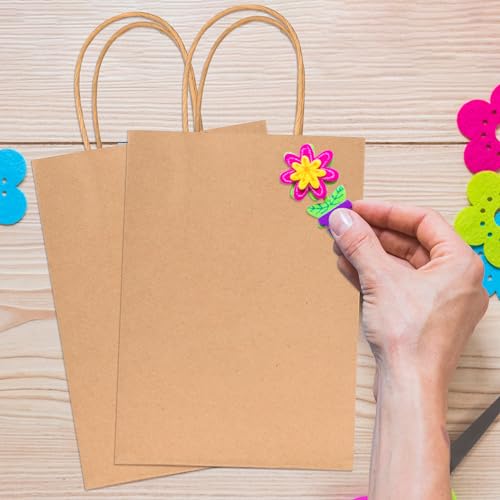 Image of BLEWINDZ 32Pcs 6x3.15x8.25 Inch Gift Bags with Tissues - Small Kraft Brown Paper Goodie Bags Bulk for Birthday Party Favors Grocery Shopping Retail Business
