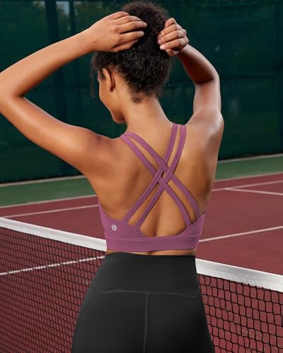 Image of RUNNING GIRL High Impact Sports Bras for Women - Scoop Neck Strappy Sports Bra High Support Moulded Cup Workout Bra