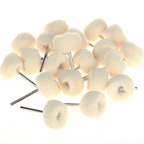 JAZ Jewelry Tool Mounted Cotton Polishing Buff Wheel 2.35mm Shank for Dremel Buff Rotay Tools Pack of 20pcs