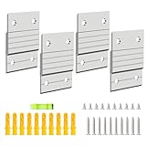 4 Pairs French Cleat Picture Hanger, Luxiv Metal Mounting Bracket for Photo Frames Aluminum Z Hanger, Wall Mount Mirror Bracket Z Bar Hanging Picture Ledges with Screws, Level Tool (2 inches)