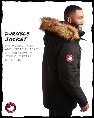 Image of CANADA WEATHER GEAR Mens Parka Jacket - Heavyweight Insulated Water Resistant Winter Coat for Men with Faux Fur Hood
