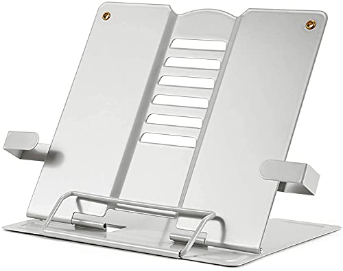 Image of Metal Book Stand Holder | Portable Cookbook Holder,Adjustable Recipes Book Organizer | Book Stands & Holders for Reading Study Foldable Accessories (Grey)