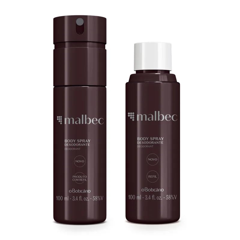 Combo Malbec Body Spray Desodorante 100ml + Refil 100ml