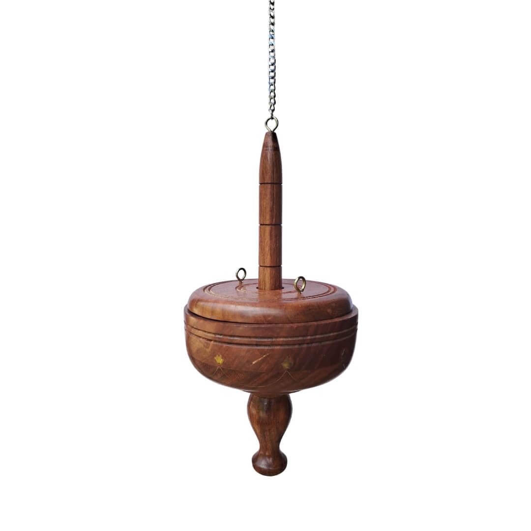 The Arte House Kerala Bhasma Thattu Vibhuti Box In Wood With Lid(Traditional Wooden Basket For Ashes | Bhasma Kotta) ;Total Height- 9 Inches-image-3