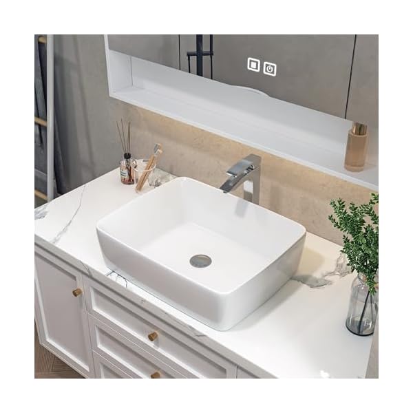   Sinber-BVS1915A-OL-19-x-15-x-531-White-Rectangular-Ceramic-Countertop-Bathroom-Vanity-Vessel-Sink