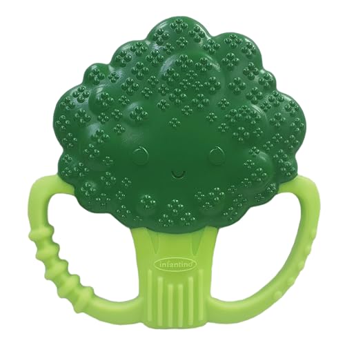Image of Infantino Lil’ Nibbles Textured Silicone Teether, BPA-Free Baby Teething Toy, Soft, Easy to Hold, Sensory Stimulation for Infants, Broccoli