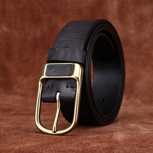 Mens Womens Belts Leather Copper Pin Buckle Business Belts for Casual Jeans Fashion Adjustable Belt,Black,120CM/47.3''2