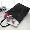 kuou Black Tote Bag, Cotton Heavy Duty Large Canvas Bag Reusable Grocery Bag Shopping Bag with Shoulder Carrier Bags for Girls Women #1