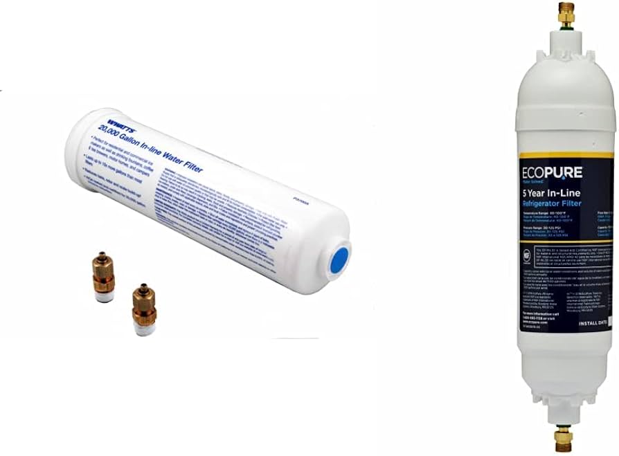 Watts Inline Water Filter + EcoPure Universal In-Line Refrigerator